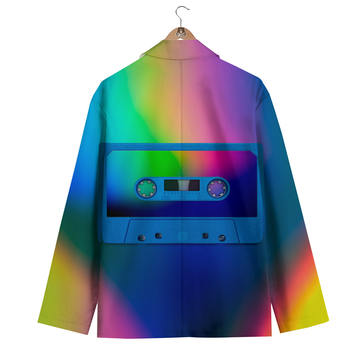 Cassette Tape Colorful Print Men's Blazer-grizzshop