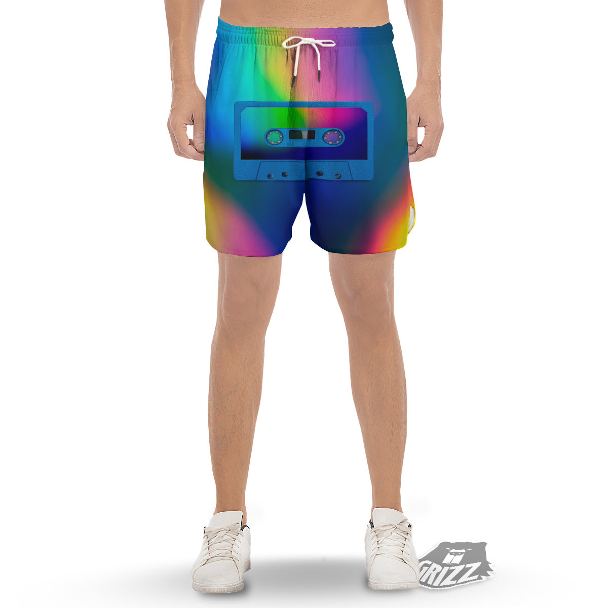 Cassette Tape Colorful Print Men's Gym Shorts-grizzshop