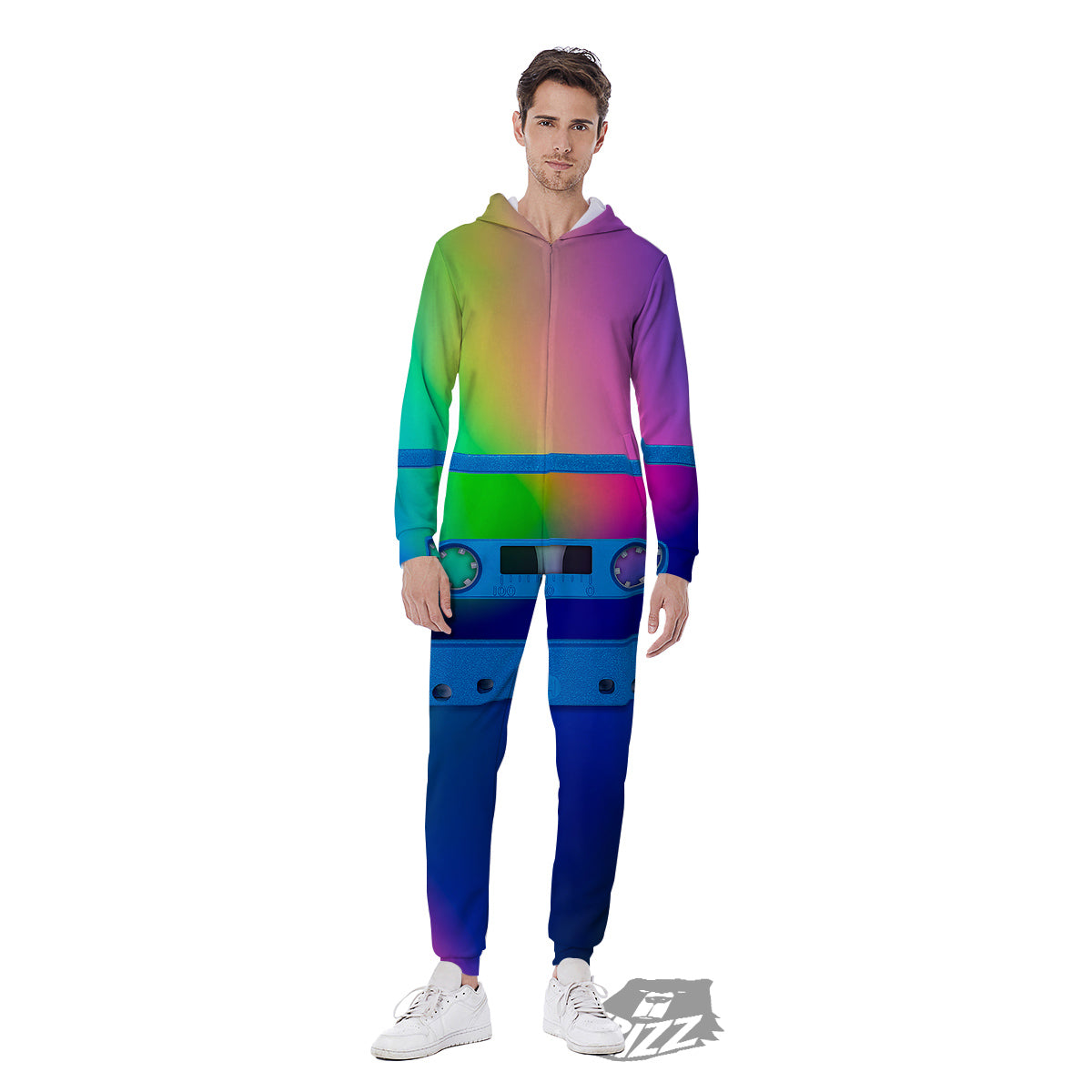 Cassette Tape Colorful Print Men's Jumpsuit-grizzshop