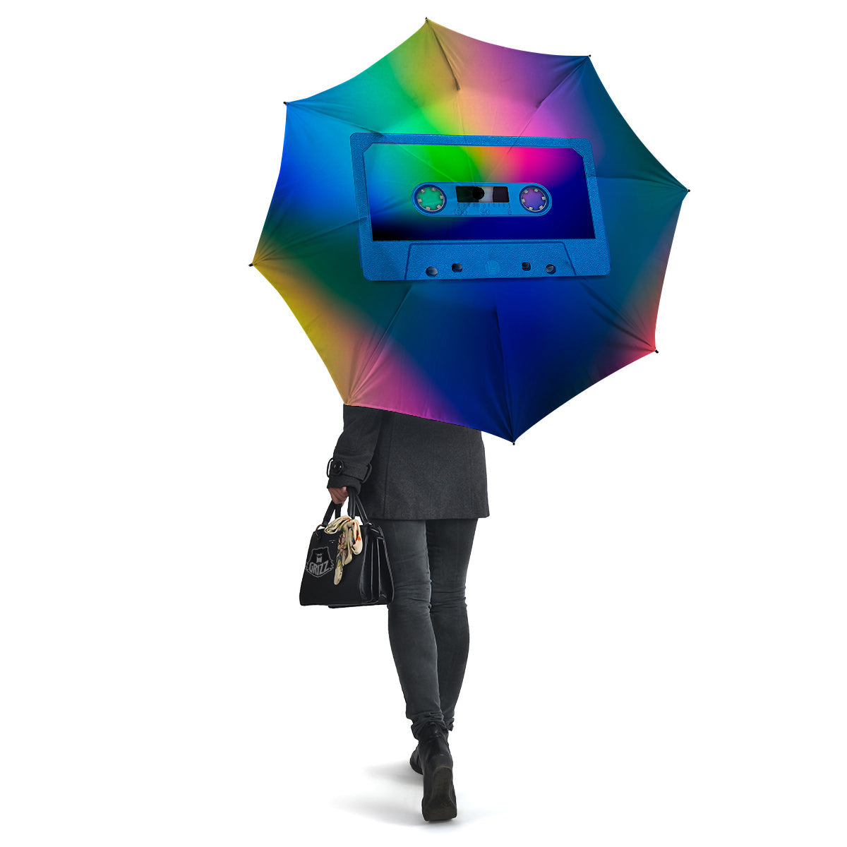 Cassette Tape Colorful Print Umbrella-grizzshop
