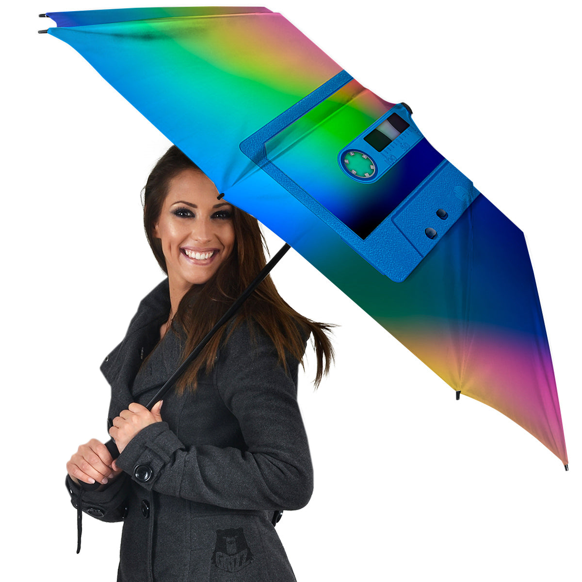 Cassette Tape Colorful Print Umbrella-grizzshop