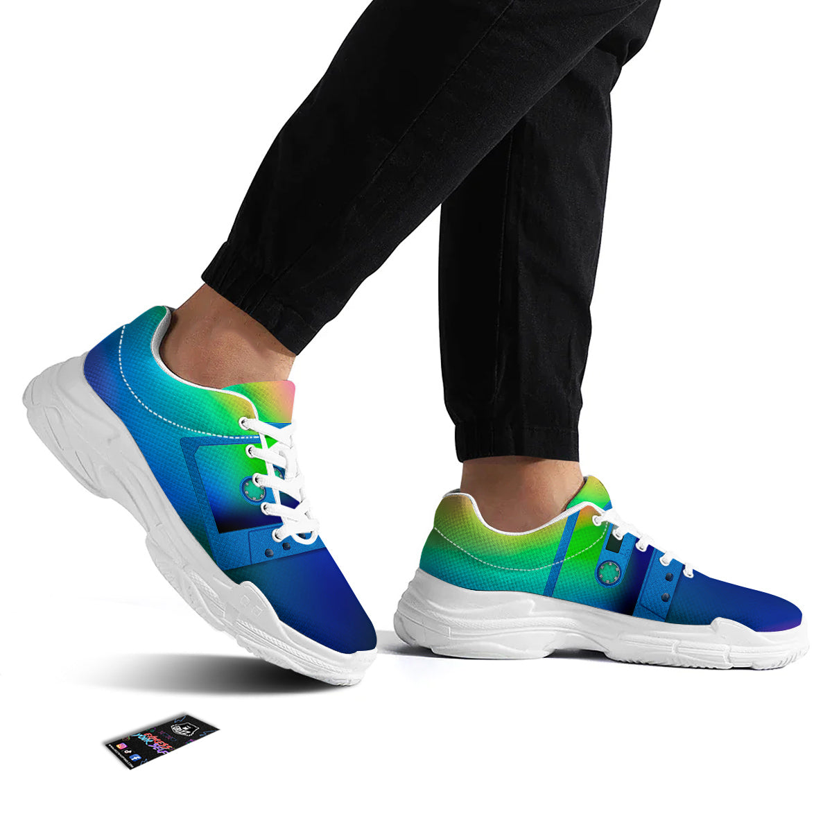 Cassette Tape Colorful Print White Chunky Shoes-grizzshop