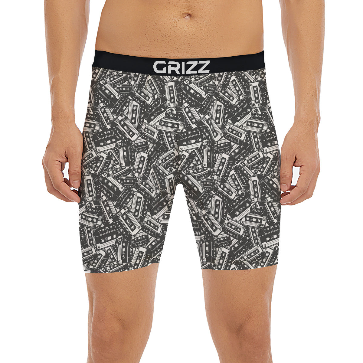 Cassette Tape Monochrome Print Pattern Boxer Briefs-grizzshop