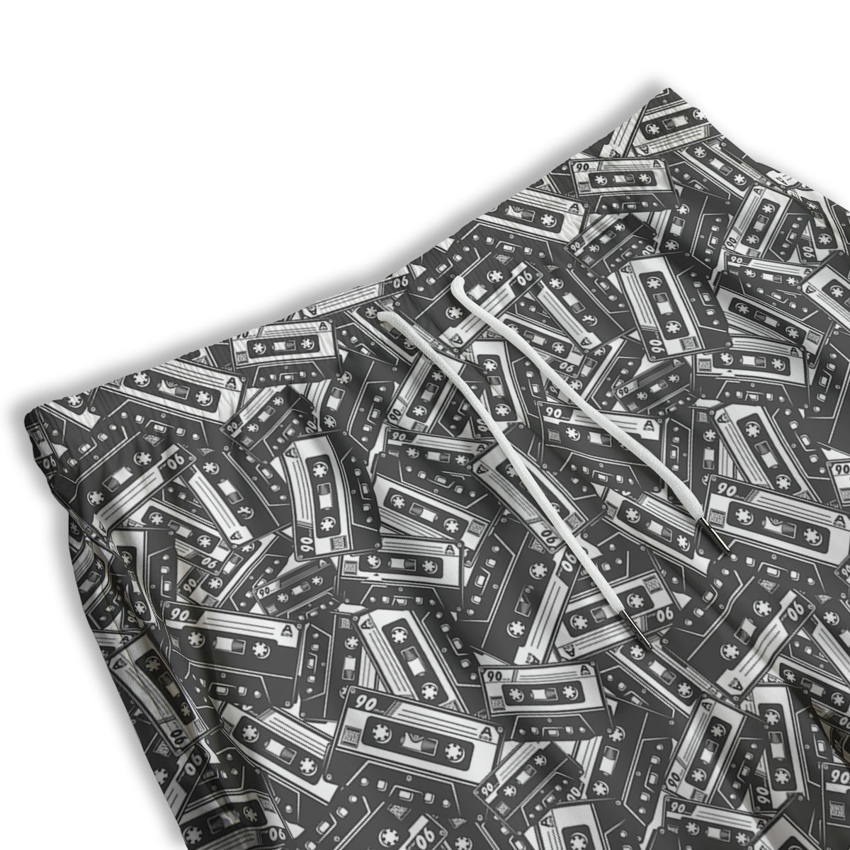 Cassette Tape Monochrome Print Pattern Men's Athletic Shorts