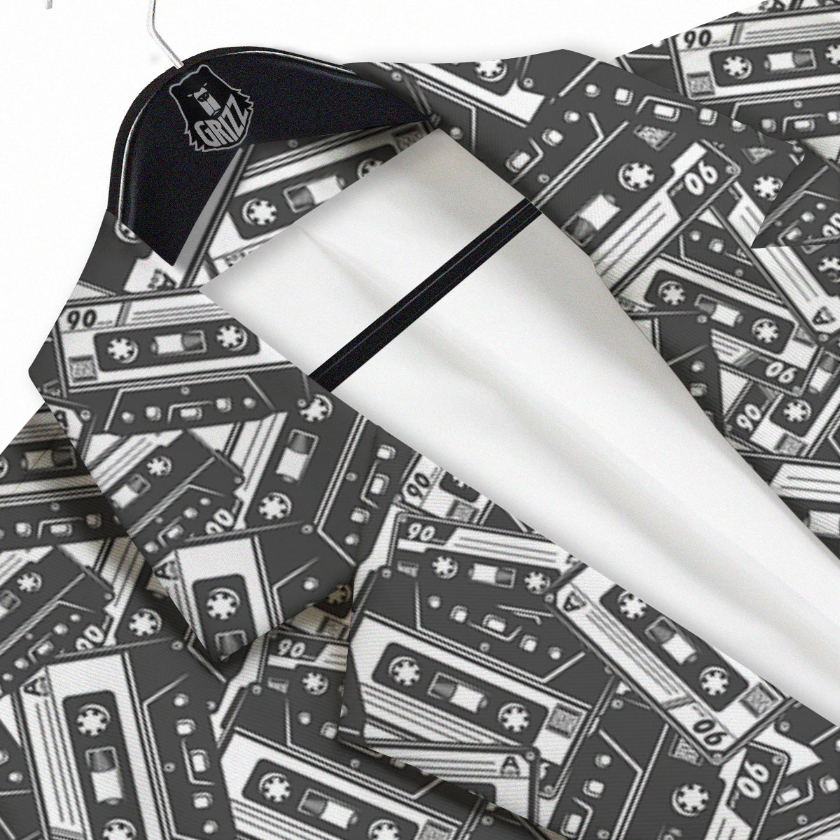 Cassette Tape Monochrome Print Pattern Men's Sport Coat-grizzshop