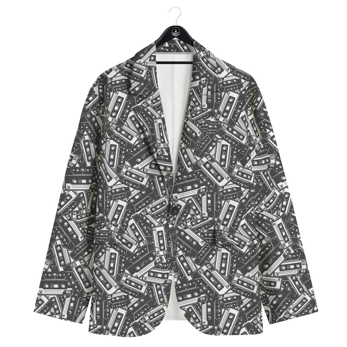 Cassette Tape Monochrome Print Pattern Men's Sport Coat-grizzshop
