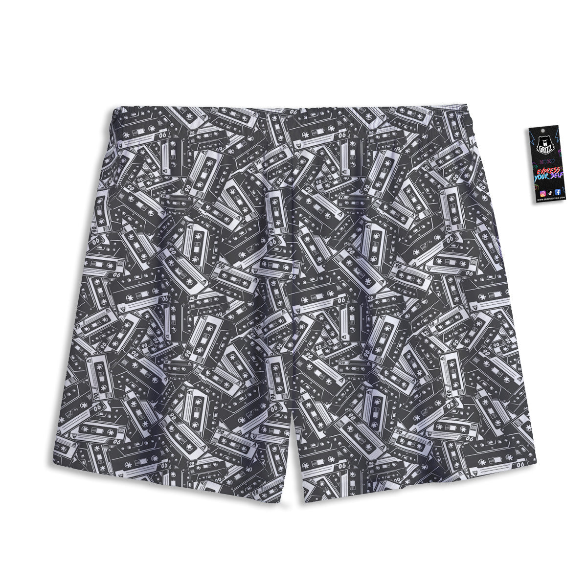 Floral Grey Daisy Print Pattern Mesh Shorts