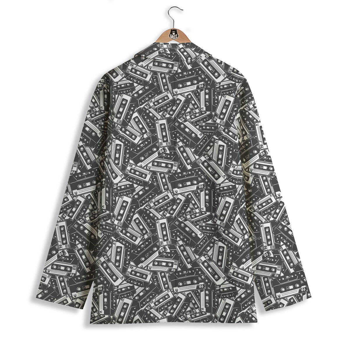 Cassette Tape Monochrome Print Pattern Women's Blazer-grizzshop