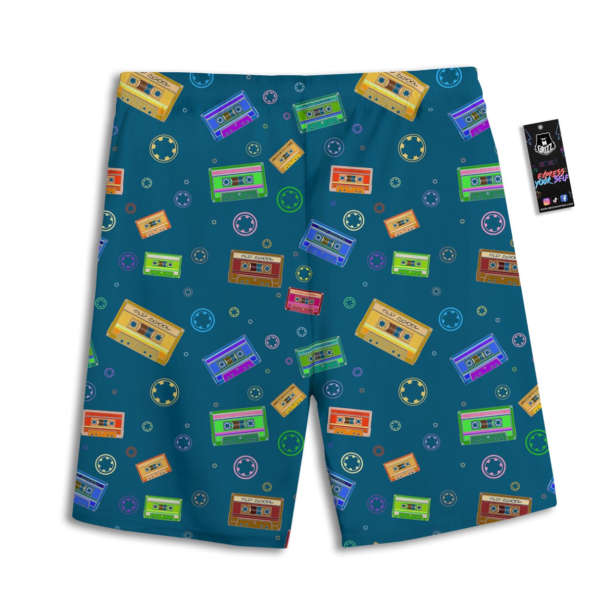 Cassette Tape Retro Print Pattern Men's Athletic Shorts