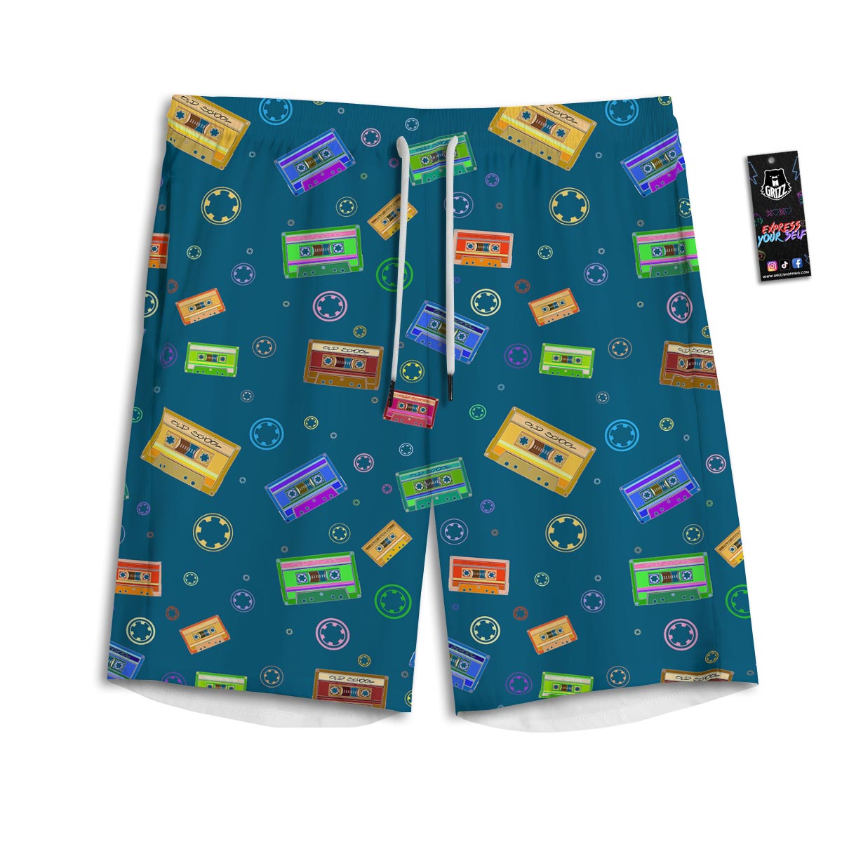 Cassette Tape Retro Print Pattern Men's Athletic Shorts