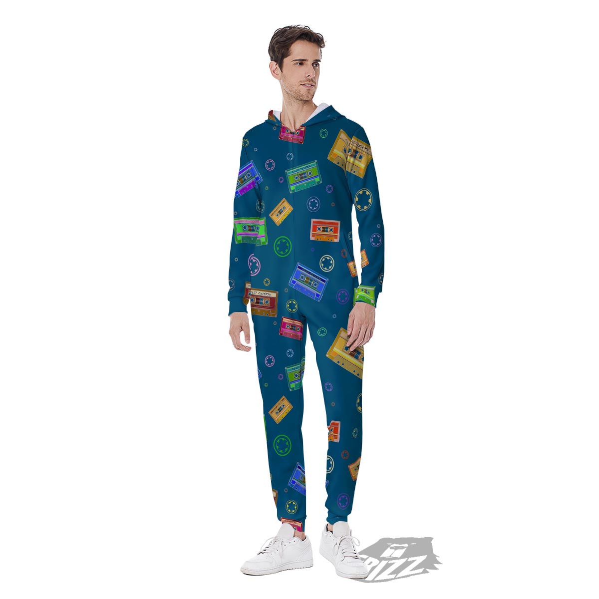Cassette Tape Retro Print Pattern Men's Jumpsuit-grizzshop