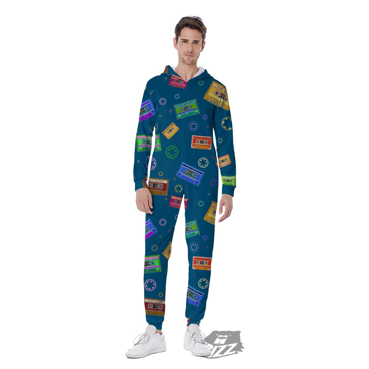 Cassette Tape Retro Print Pattern Men's Jumpsuit-grizzshop