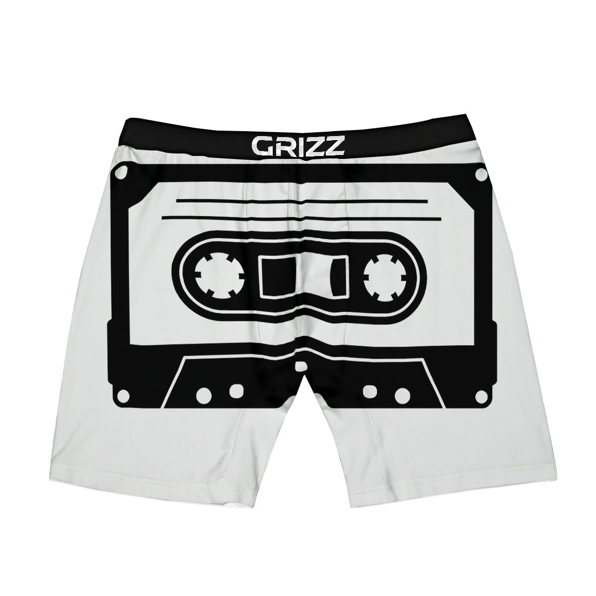 Cassette Tape White And Black Print Boxer Briefs-grizzshop