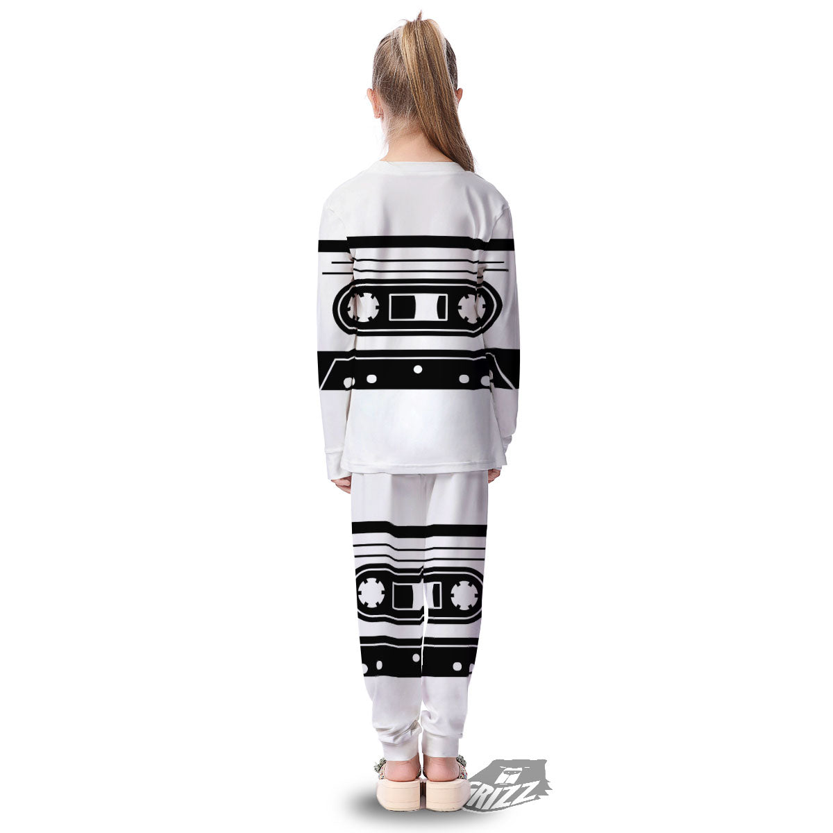 Cassette Tape White And Black Print Kid's Pajamas-grizzshop