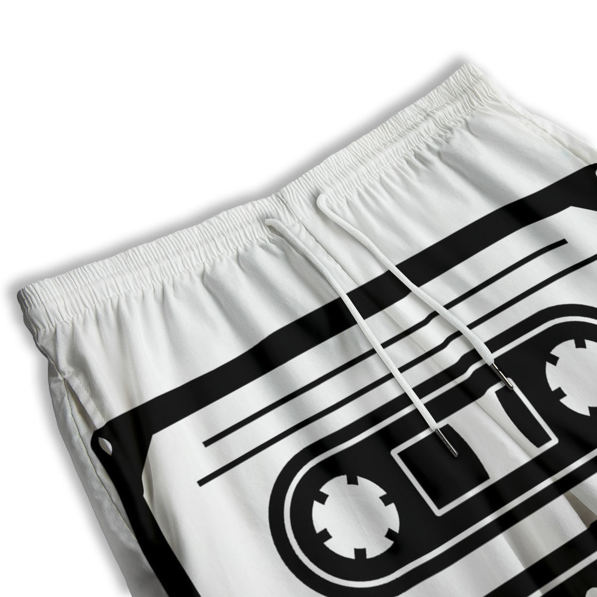 Cassette Tape White And Black Print Men's Athletic Shorts