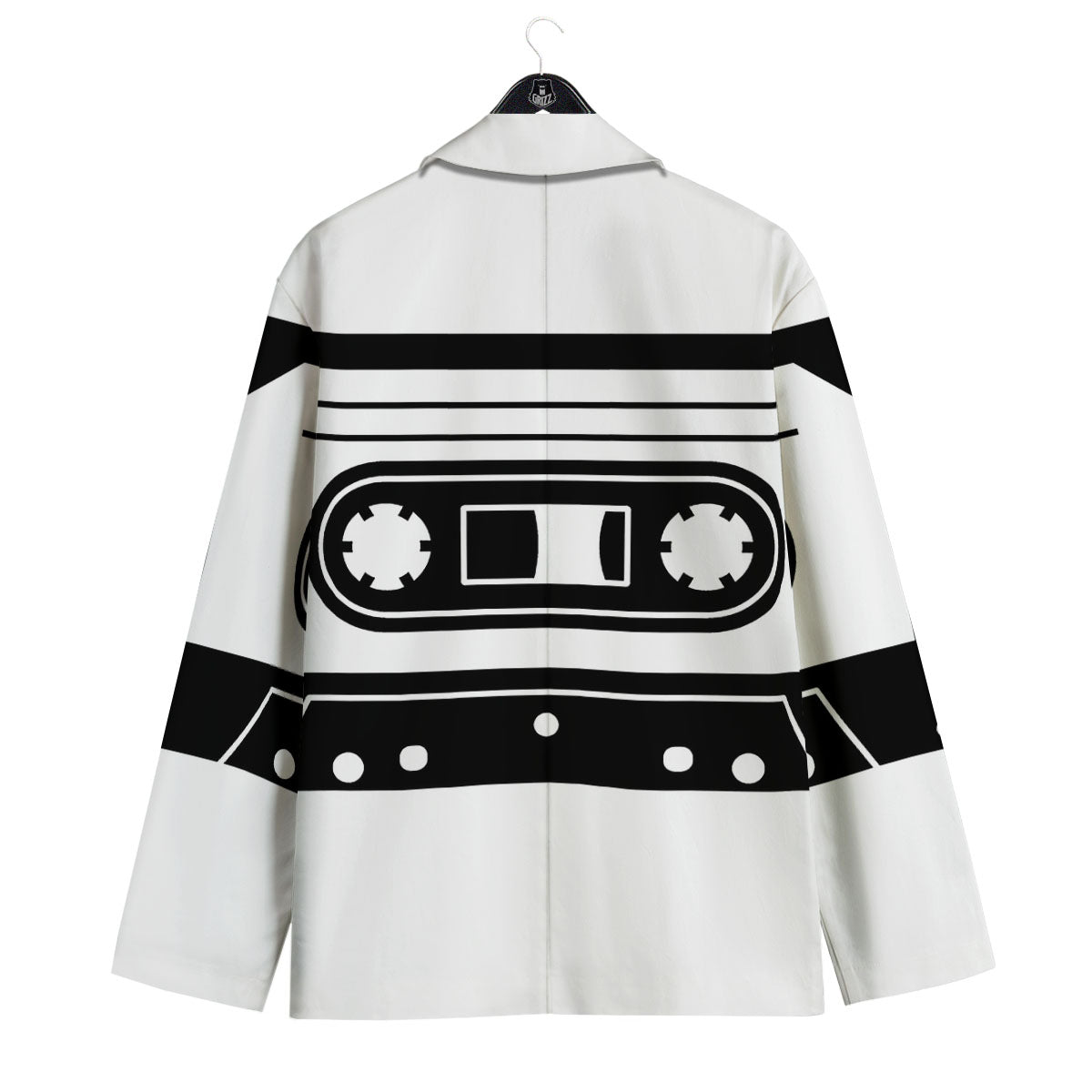Cassette Tape White And Black Print Men's Sport Coat-grizzshop