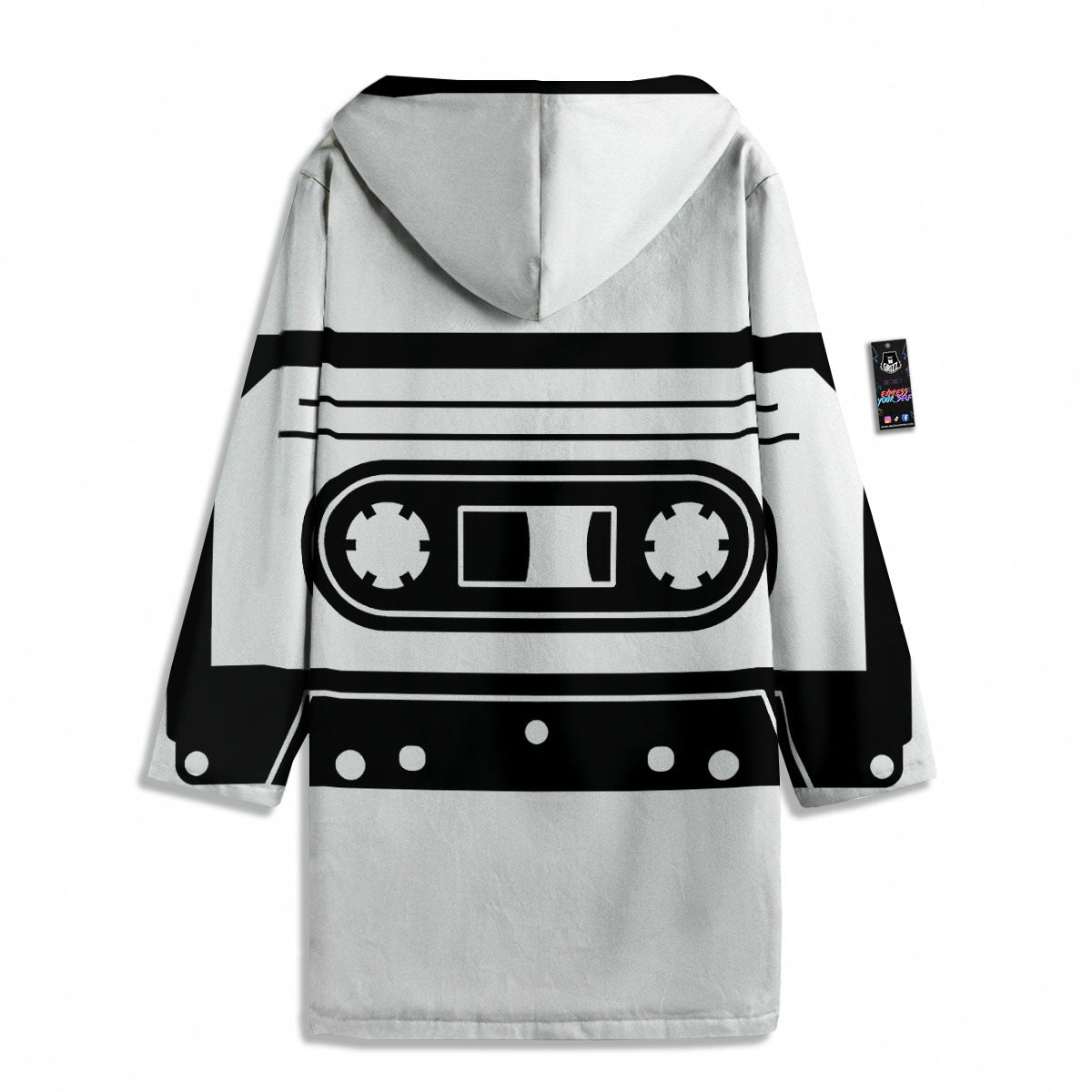 Cassette Tape White And Black Print Men's Windbreaker Jacket-grizzshop