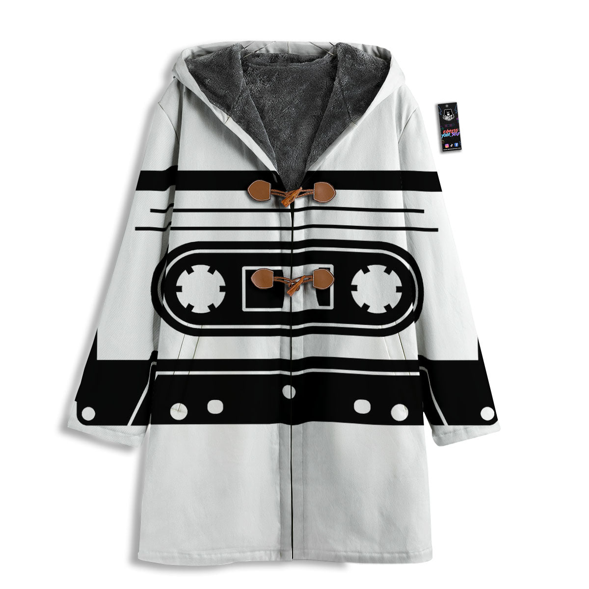 Cassette Tape White And Black Print Men's Windbreaker Jacket-grizzshop