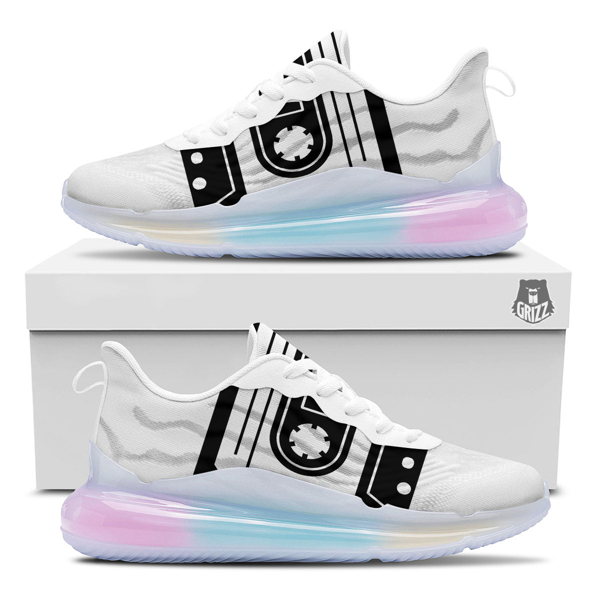 Cassette Tape White And Black Print Running Sneakers-grizzshop