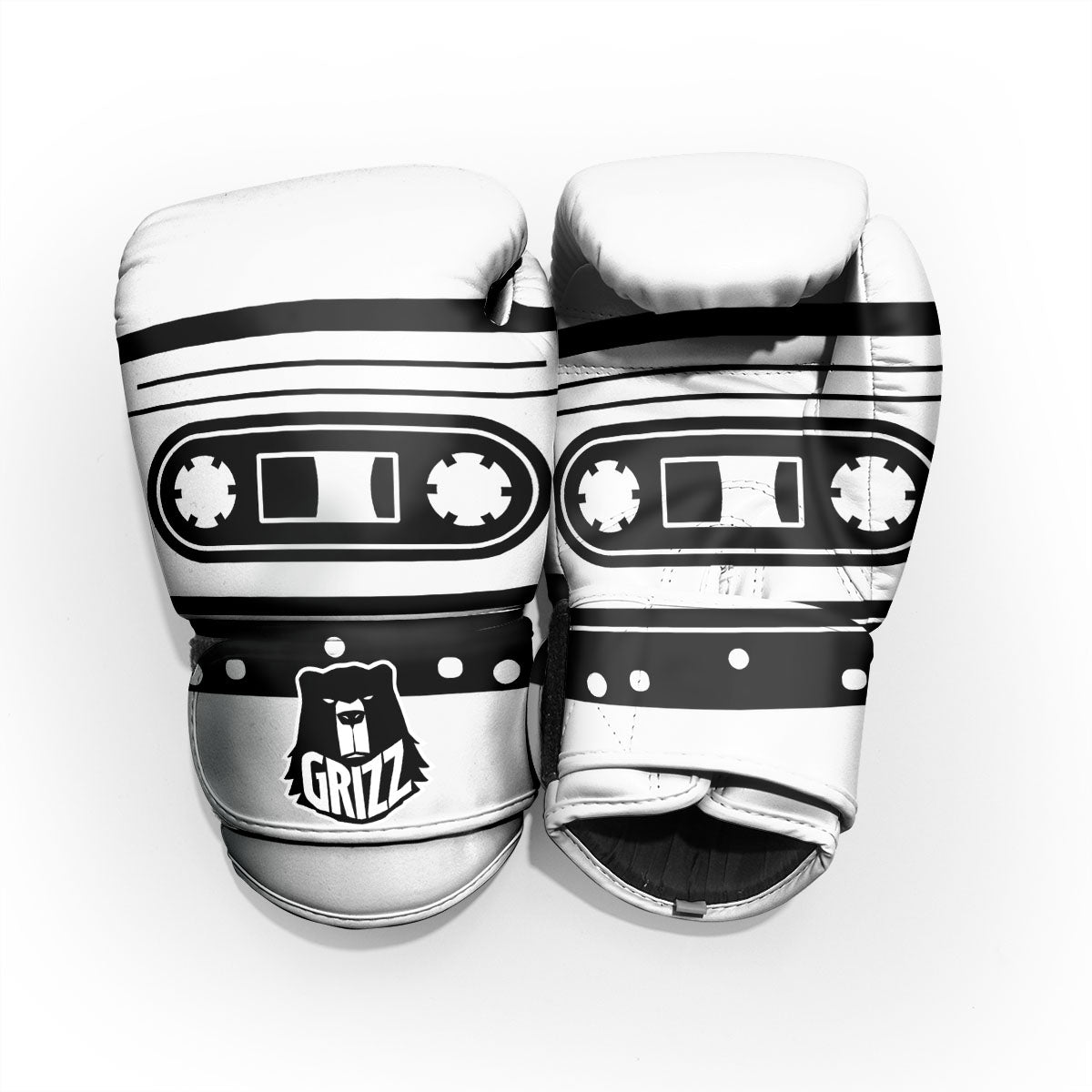 Cassette Tape White And Black Print Pro Boxing Glove