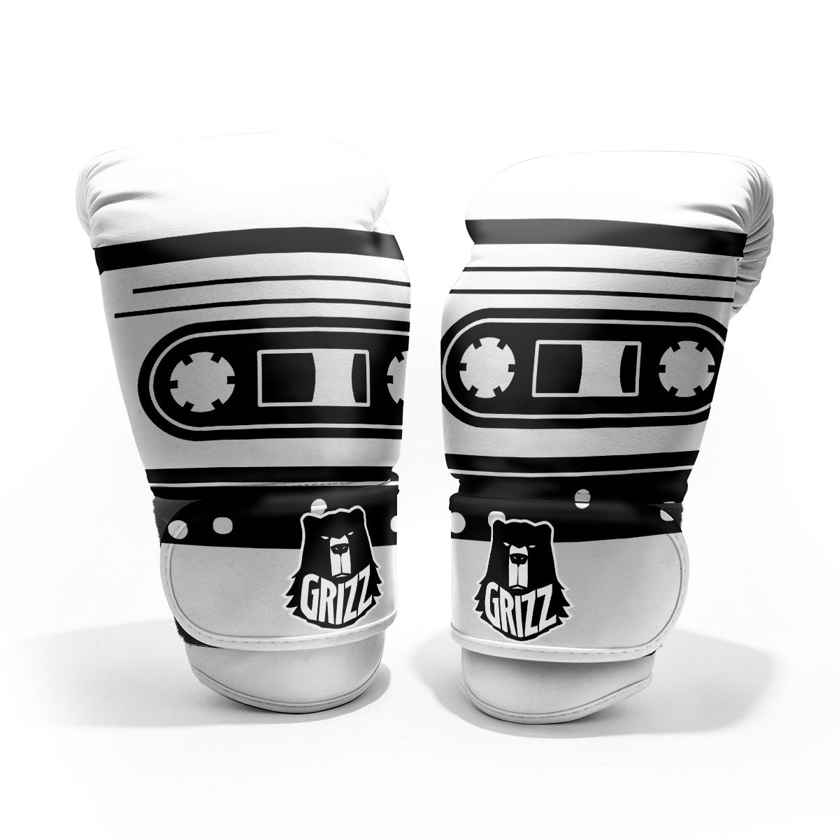 Cassette Tape White And Black Print Pro Boxing Glove