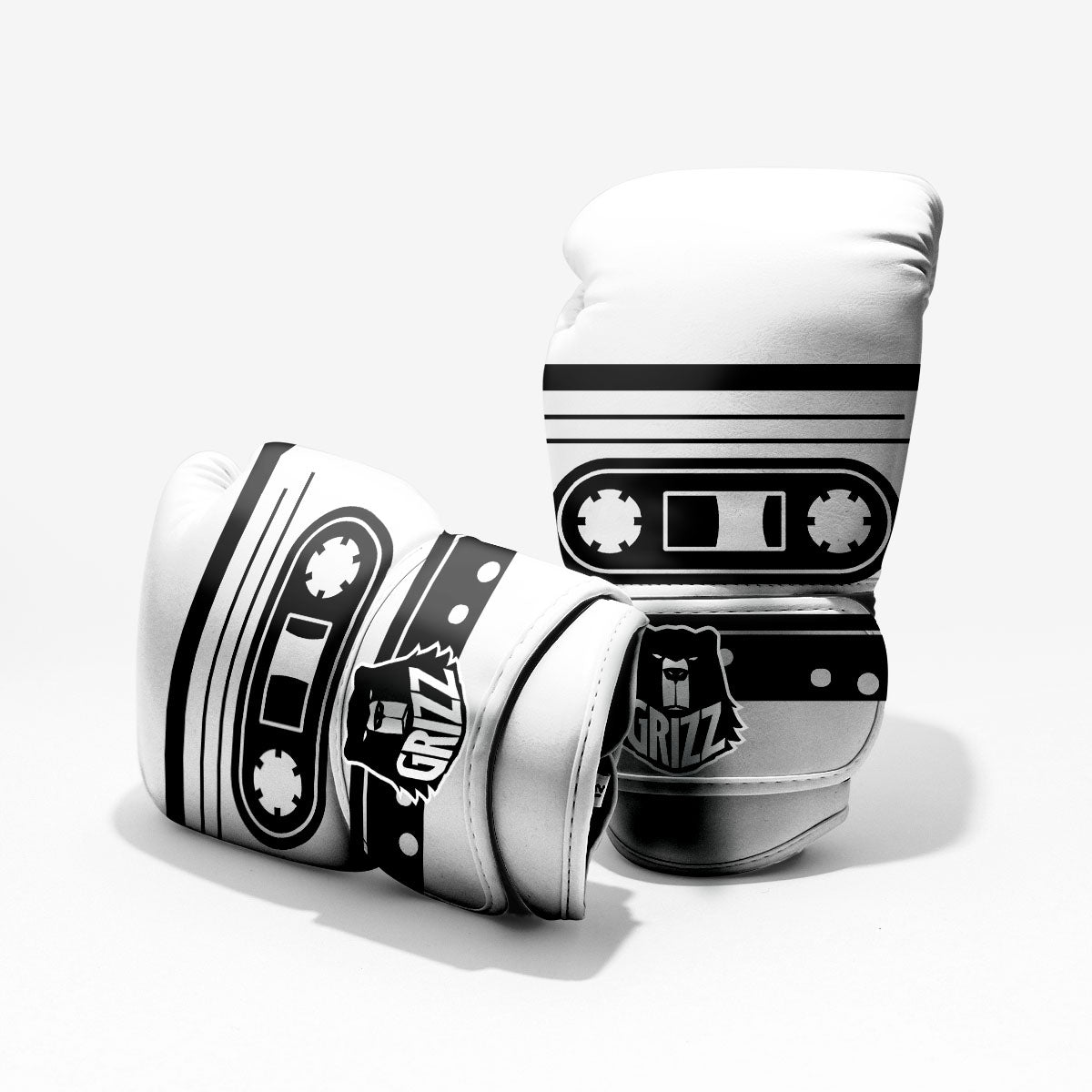 Cassette Tape White And Black Print Pro Boxing Glove