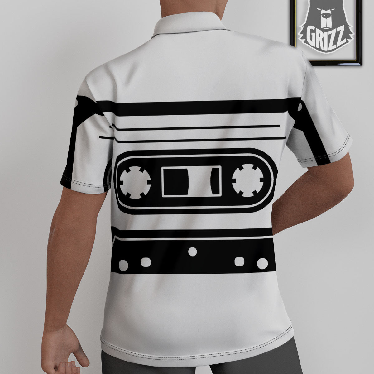 Cassette Tape White And Black Print Untucked Shirts-grizzshop