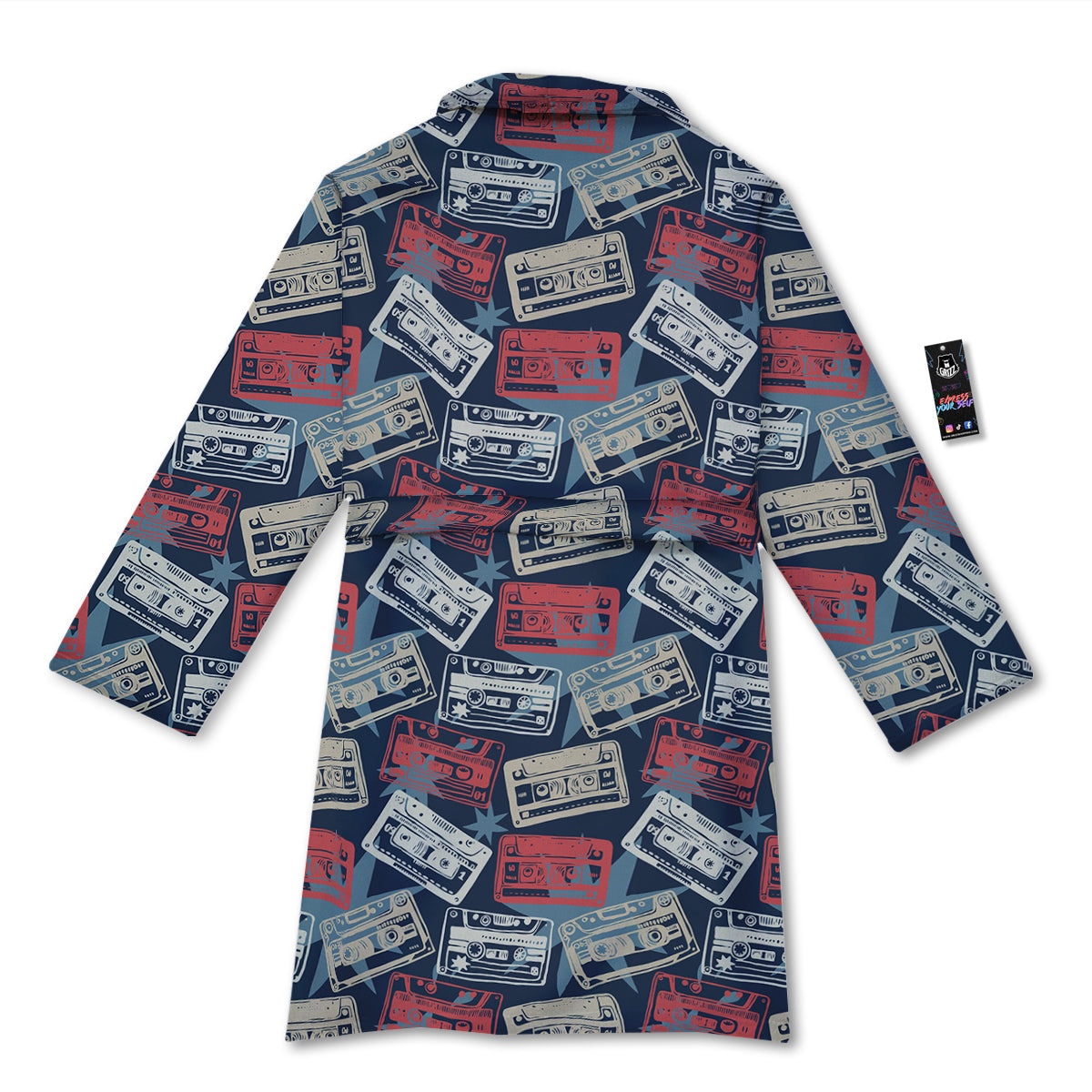 Cassette Vintage Print Pattern Bathrobe-grizzshop