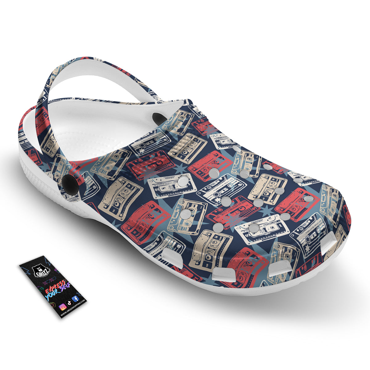 Cassette Vintage Print Pattern Clog-grizzshop
