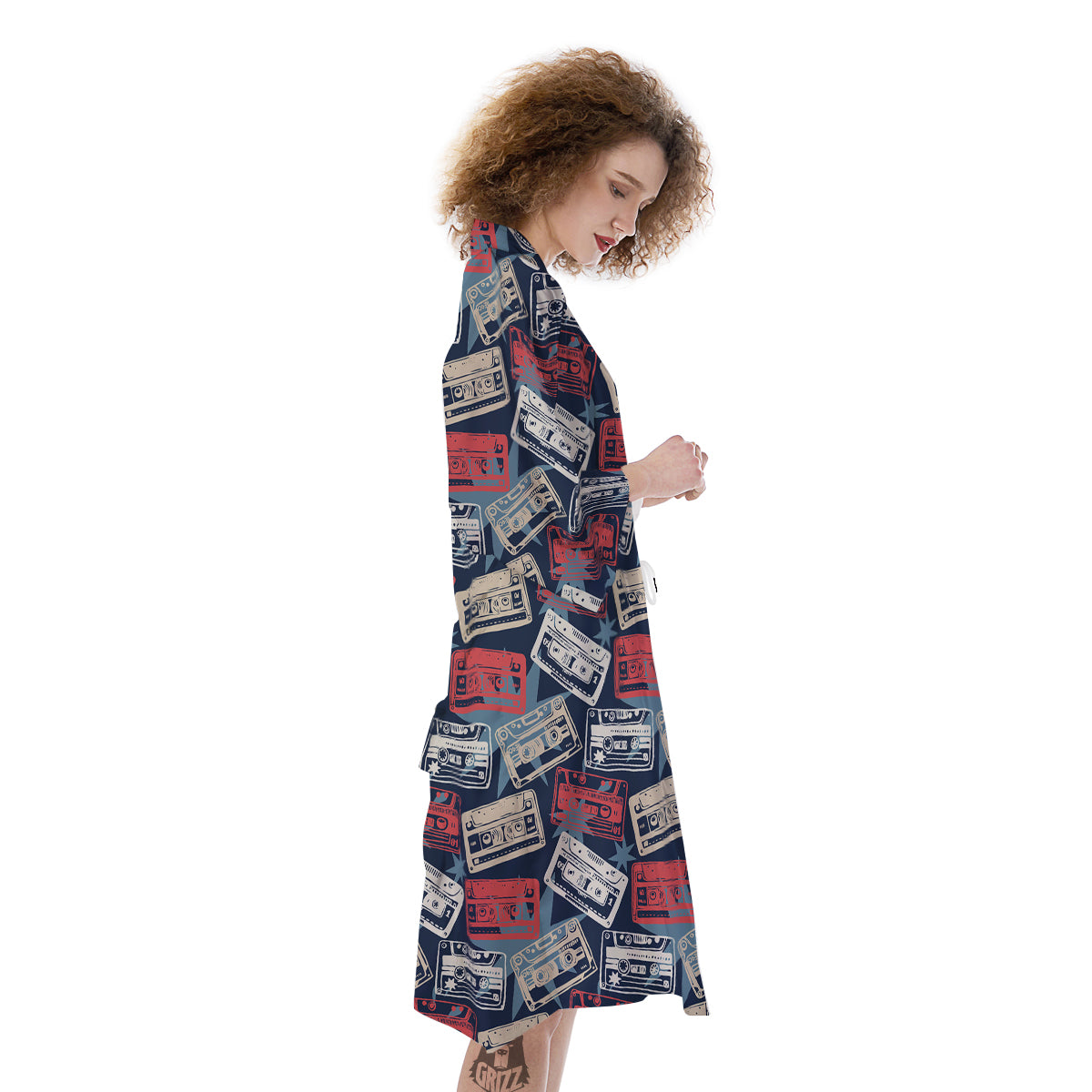 Cassette Vintage Print Pattern Kimono-grizzshop