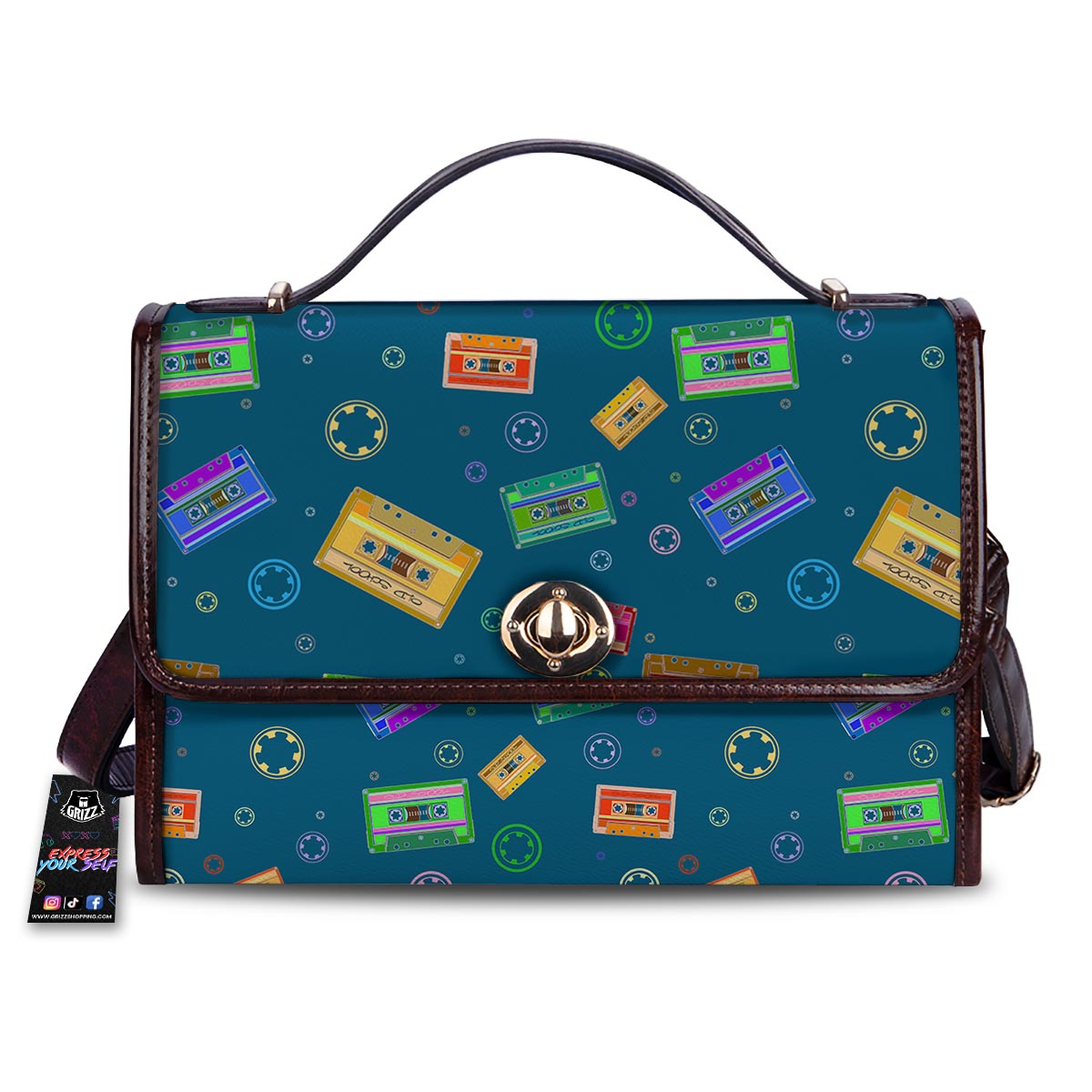 Cassette Tape Retro Print Pattern Women's Satchel Bag