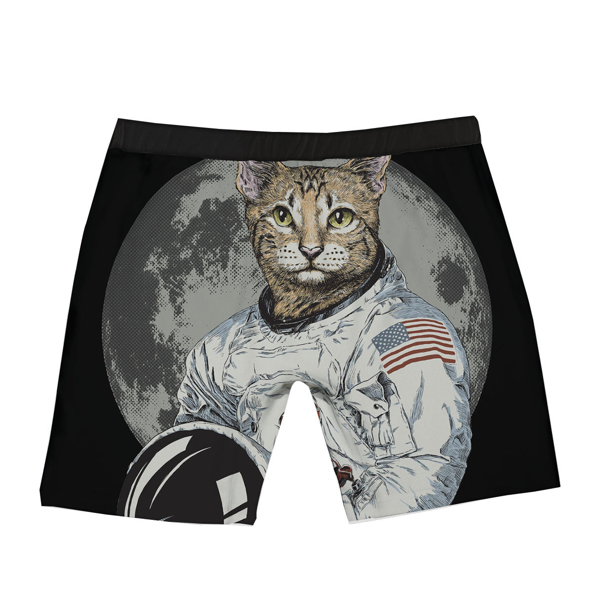 Cat American Astronaut On The Moon Print Boxer Briefs-grizzshop