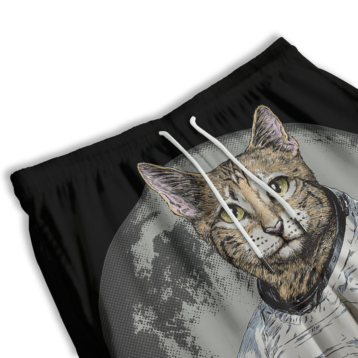 Cat American Astronaut On The Moon Print Men's Athletic Shorts-grizzshop
