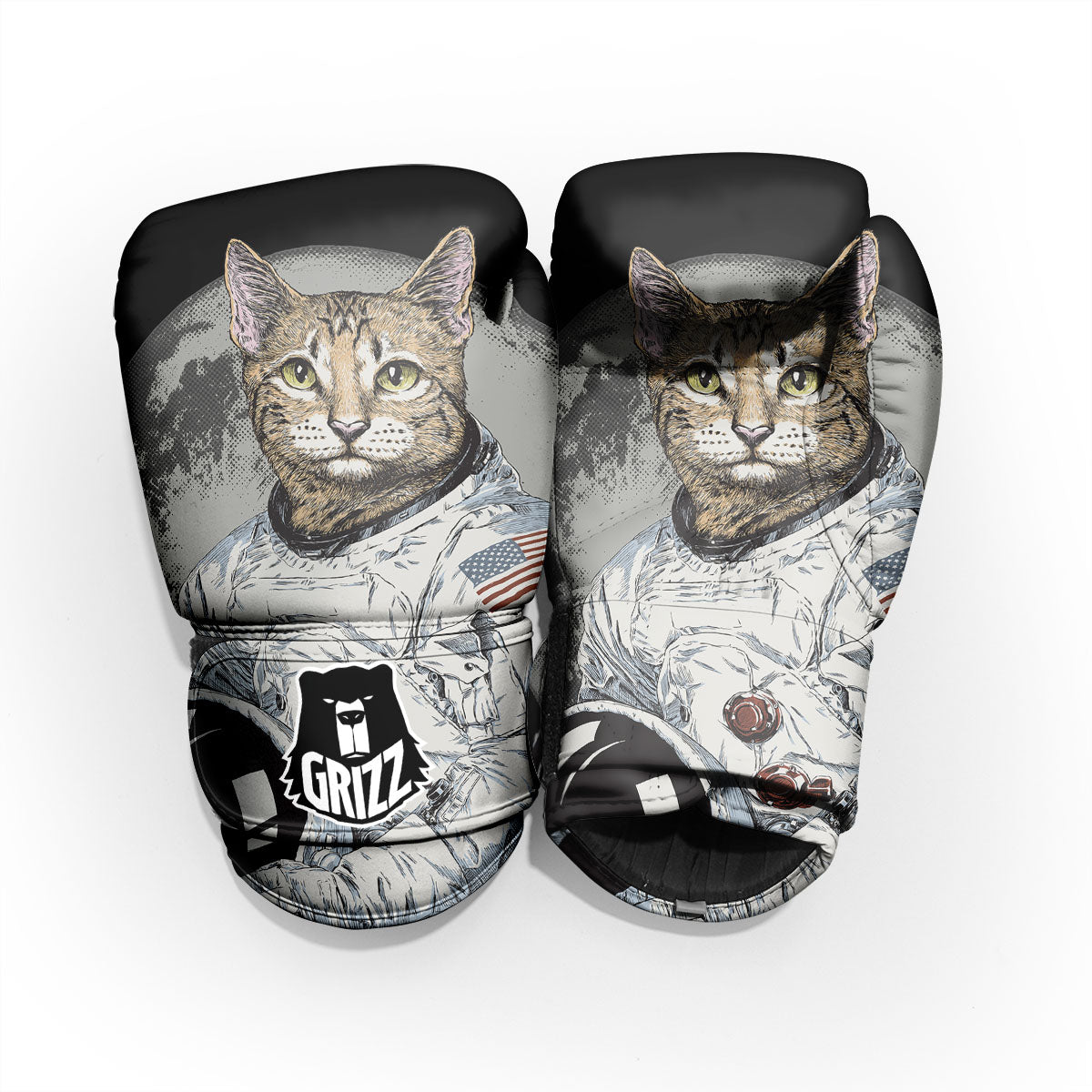 Cat American Astronaut On The Moon Print Pro Boxing Glove