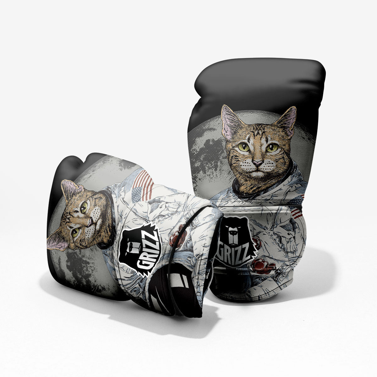 Cat American Astronaut On The Moon Print Pro Boxing Glove