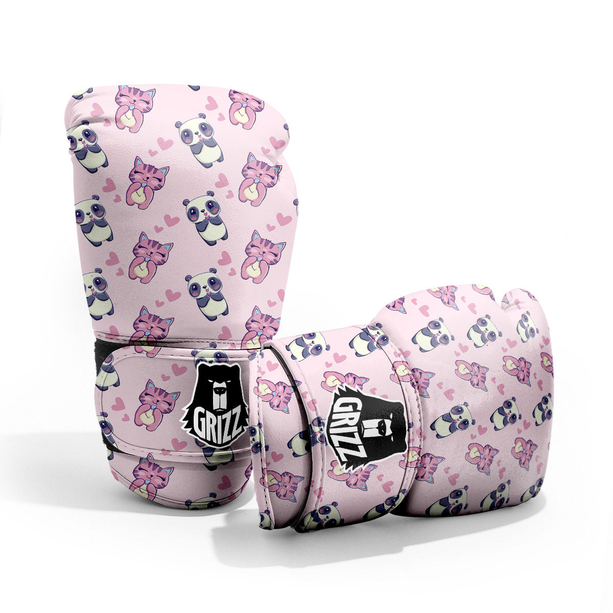 Cat And Panda Lover Print Pattern Pro Boxing Glove