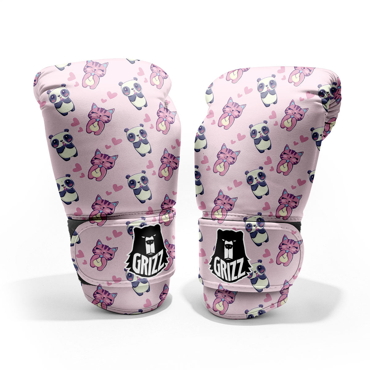 Cat And Panda Lover Print Pattern Pro Boxing Glove
