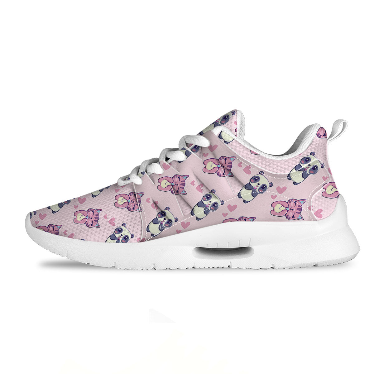 Cat And Panda Lover Print Pattern Tennis Shoes-grizzshop