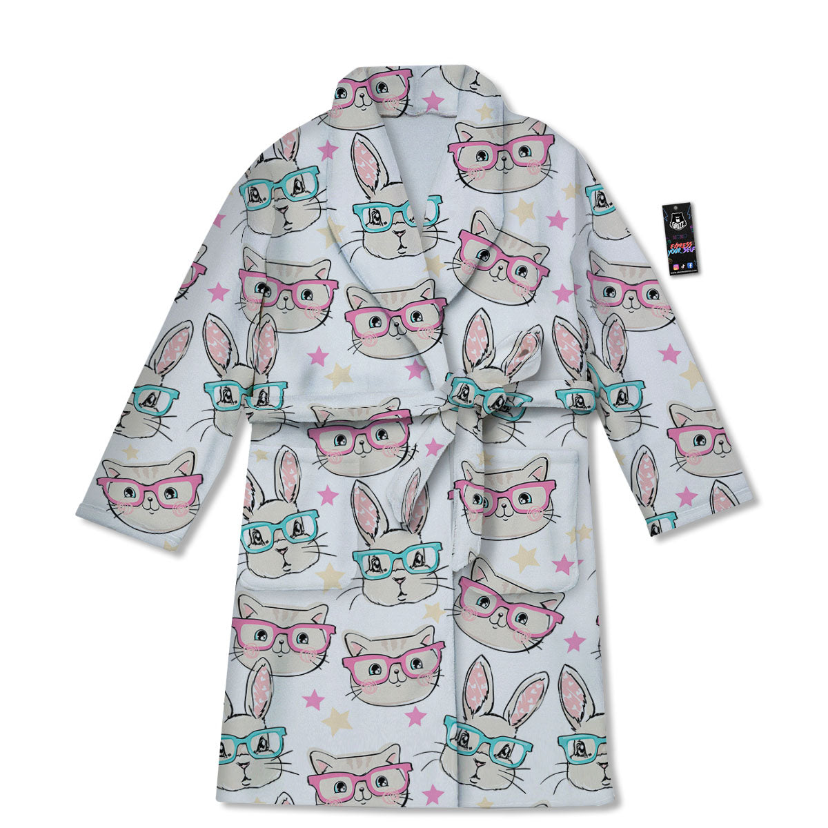 Cat And Rabbit Print Pattern Bathrobe-grizzshop