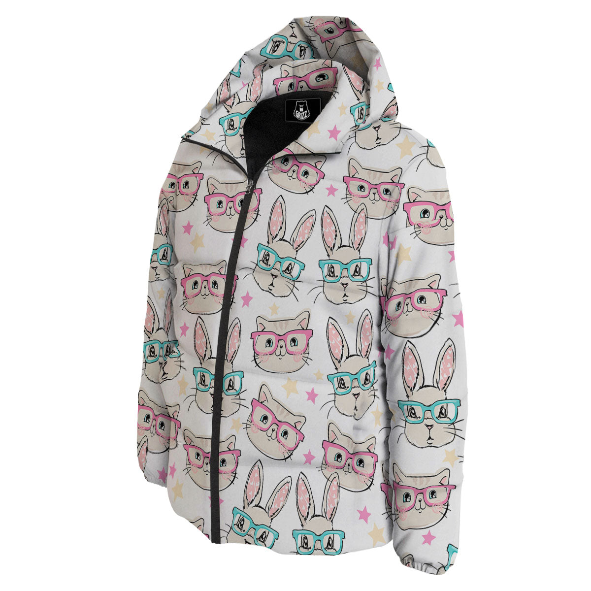 Cat And Rabbit Print Pattern Down Jacket-grizzshop