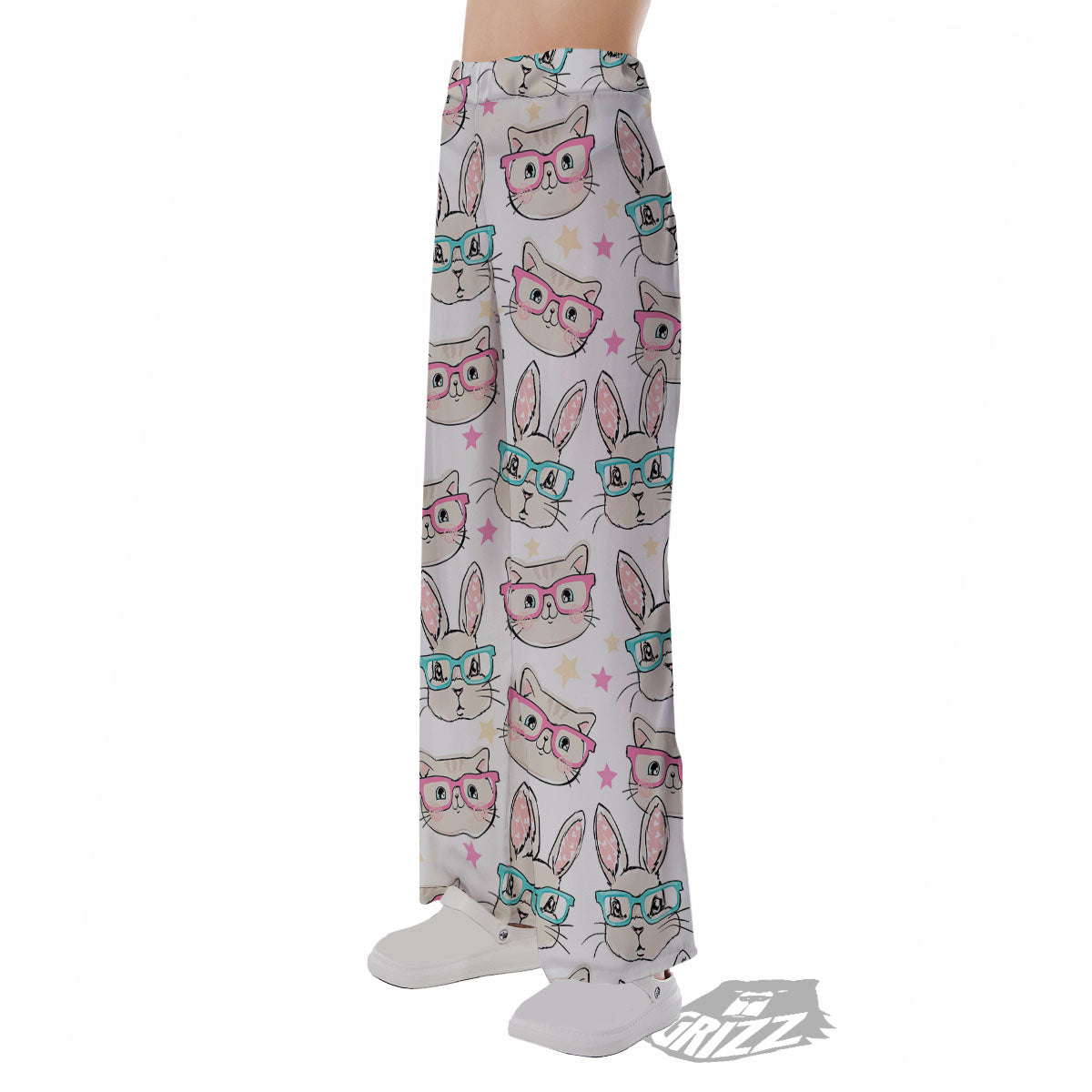 Cat And Rabbit Print Pattern Pajama Pants-grizzshop