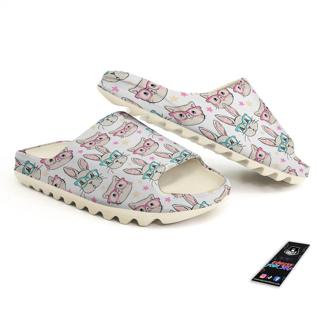 Cat And Rabbit Print Pattern Sandals-grizzshop