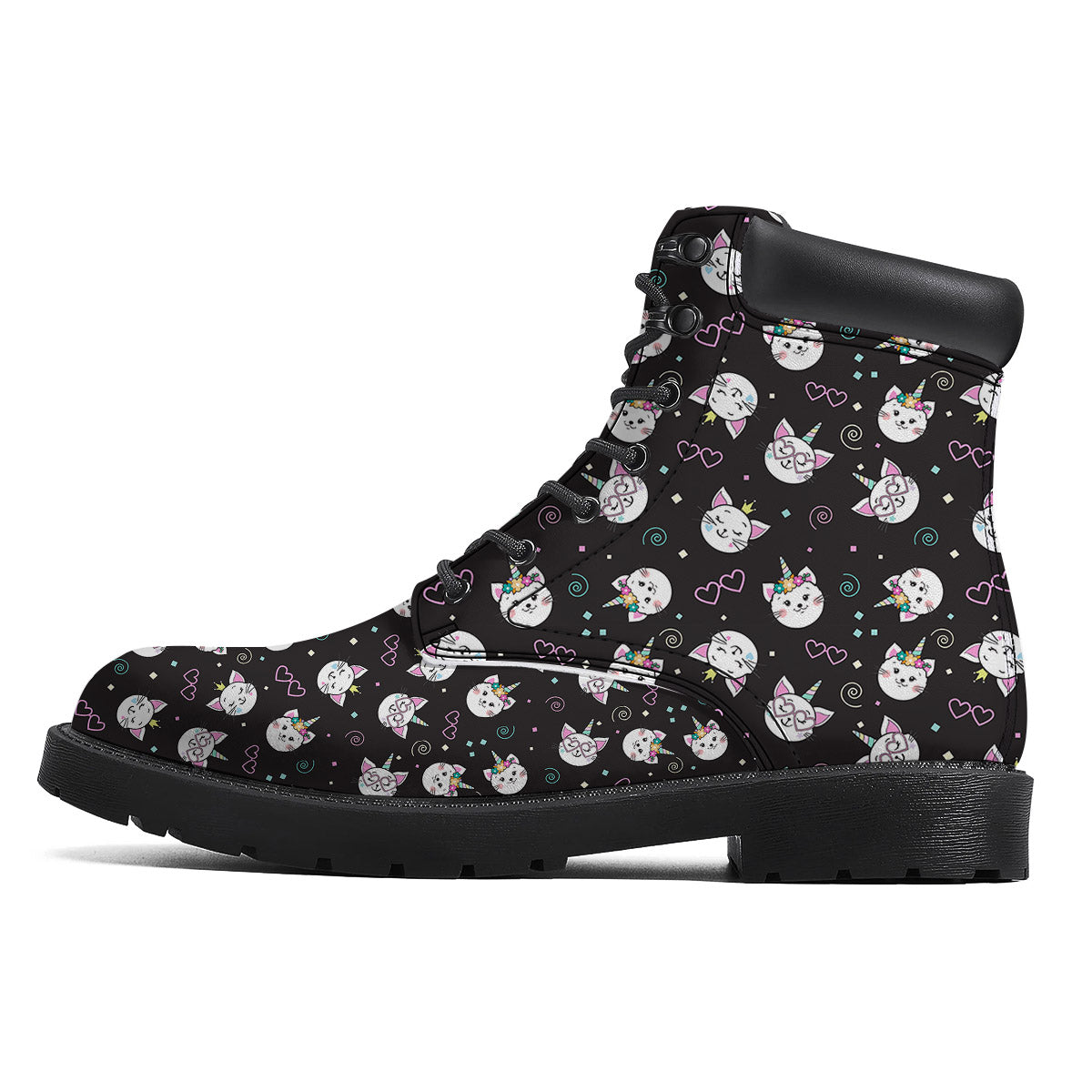 Cat Cute Black Print Pattern Boots-grizzshop