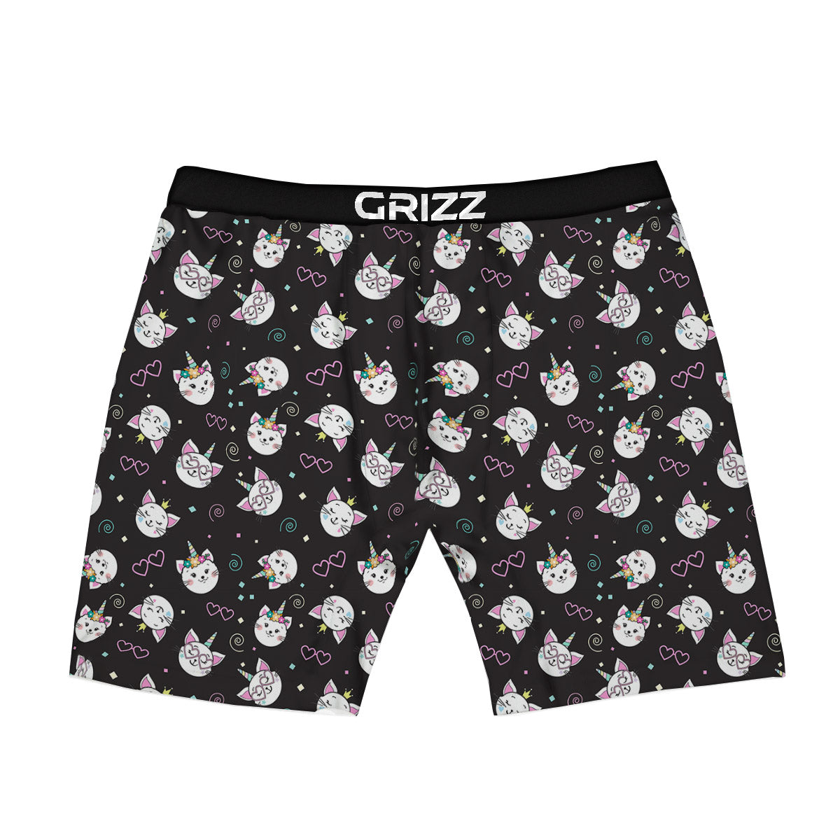 Cat Cute Black Print Pattern Boxer Briefs-grizzshop