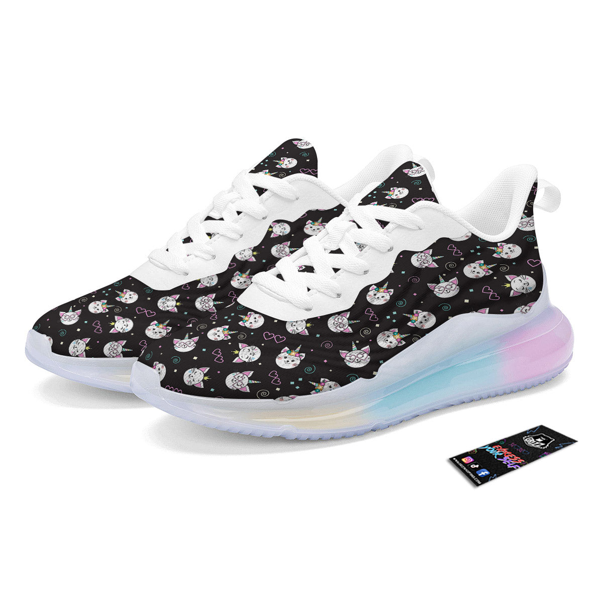 Cat Cute Black Print Pattern Running Sneakers-grizzshop