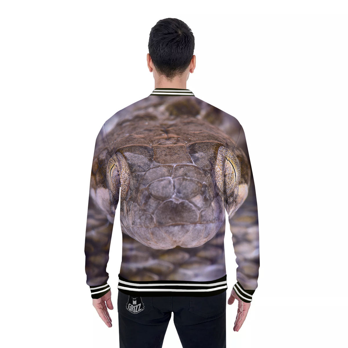 Cat Eyed Snake Malagasy Print Baseball Jacket-grizzshop