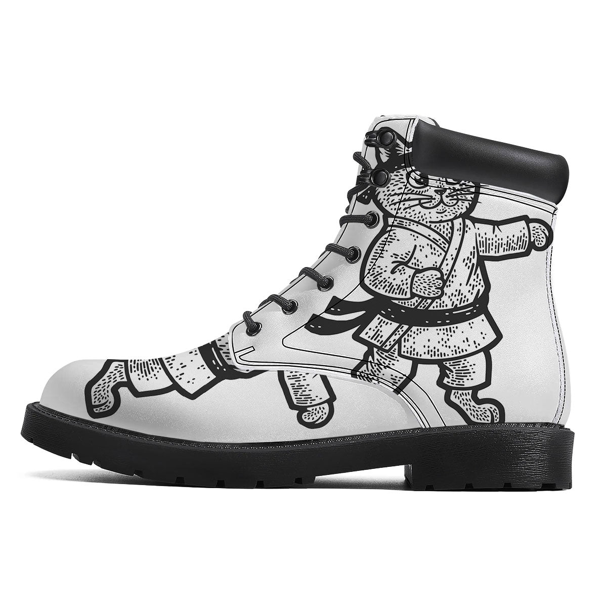 Cat Karate Print Boots-grizzshop