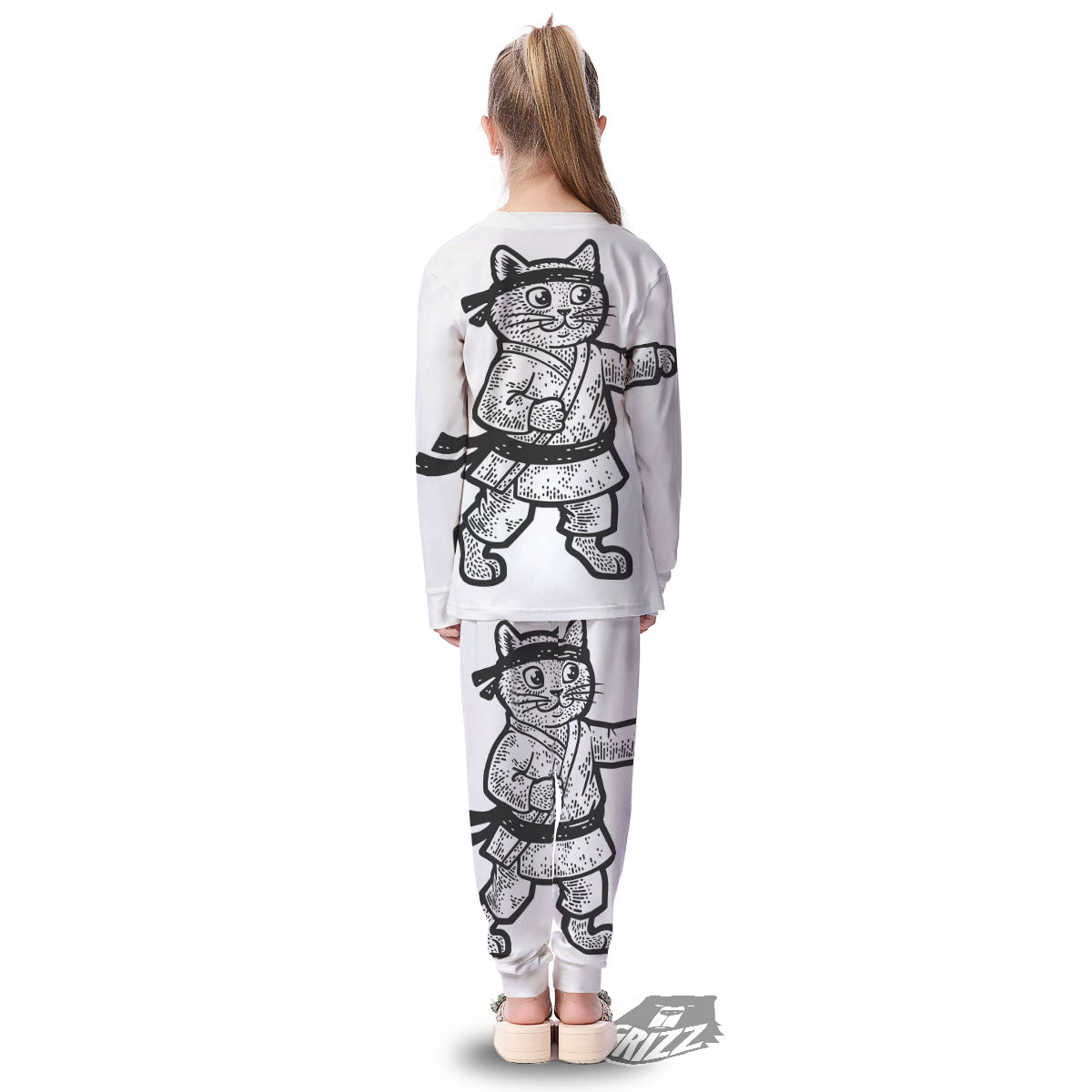 Cat Karate Print Kid's Pajamas-grizzshop