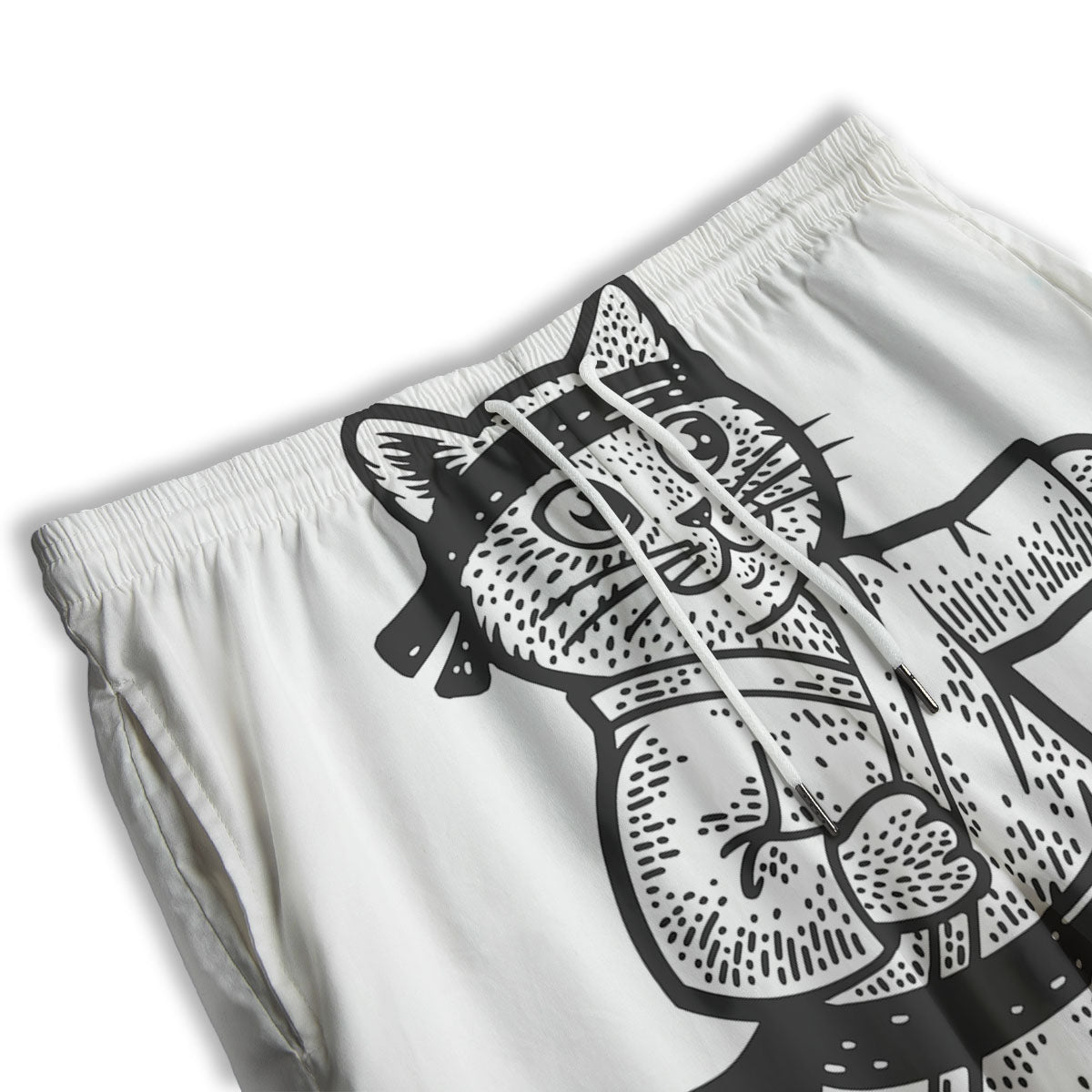 Cat Karate Print Men's Athletic Shorts