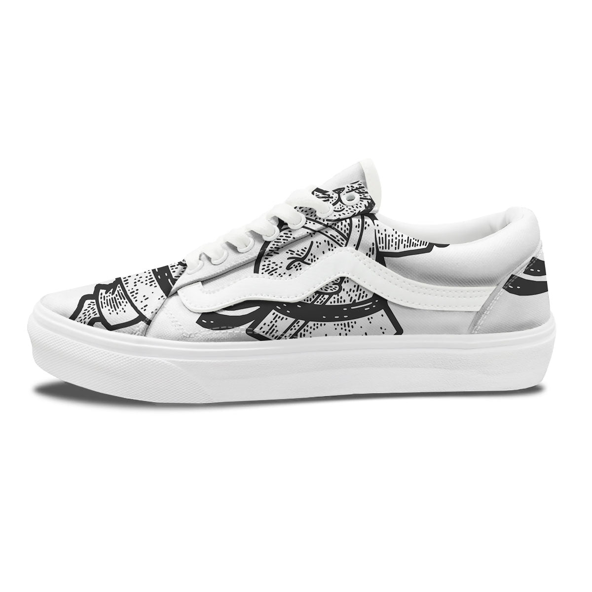 Cat Karate Print Skate Shoes-grizzshop